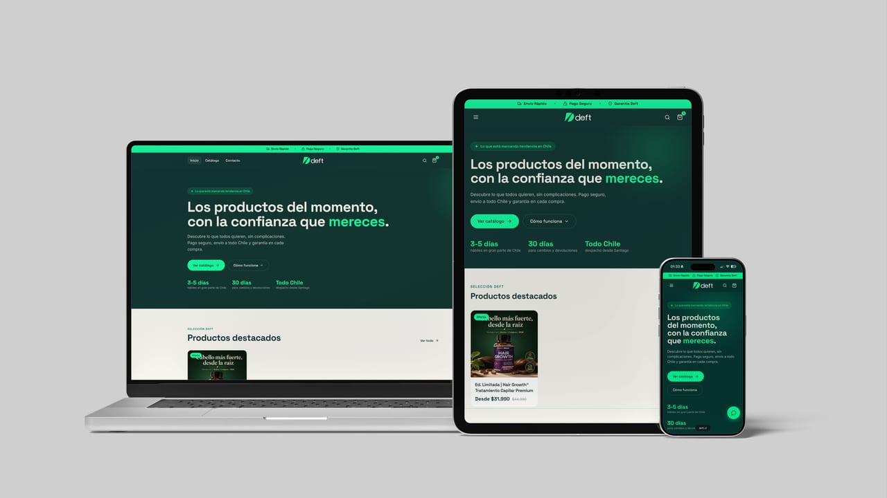 Mockup del sitio Deft